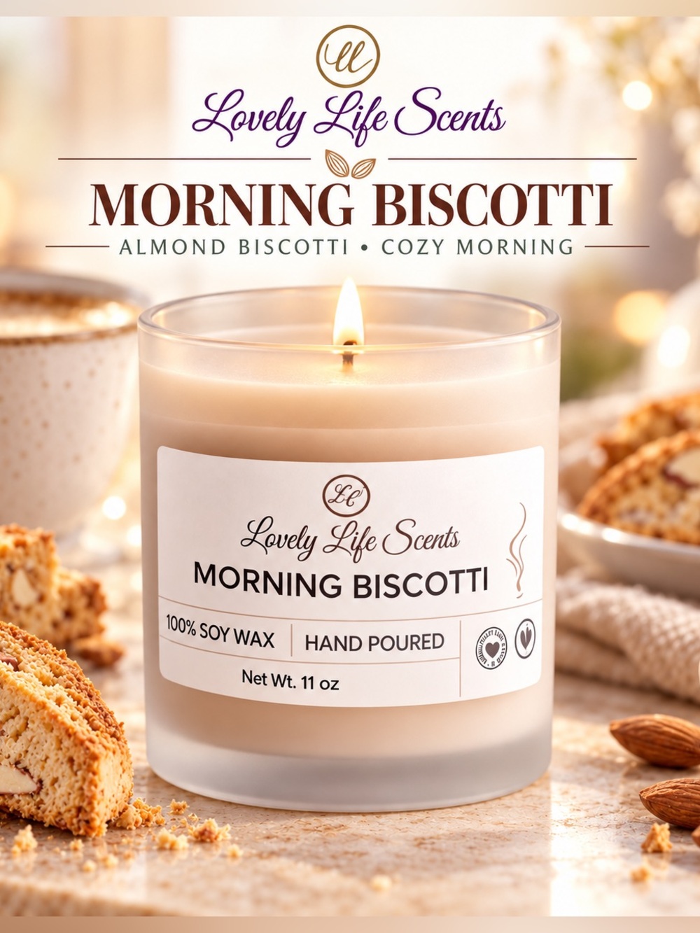Morning Biscotti Premium Soy Candle from Lovely Life Scents